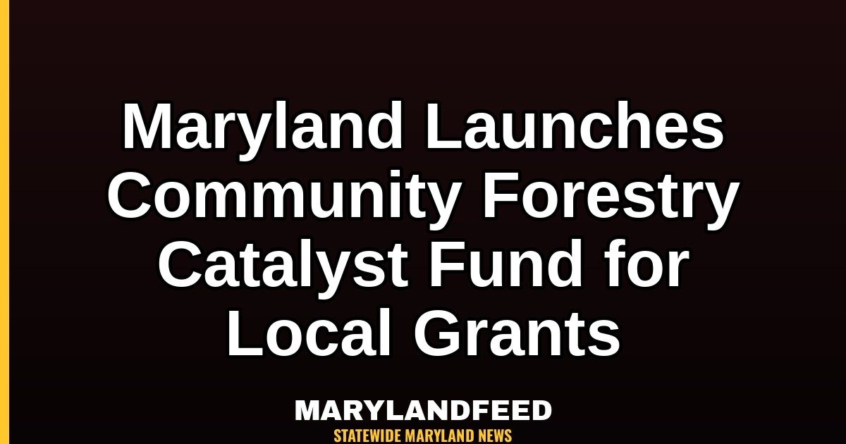 Maryland Launches Community Forestry Catalyst Fund for Local Grants