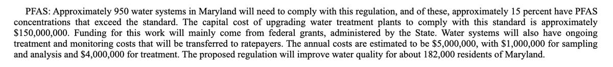 MDE's estimate of the proposal's PFAS costs and reach.